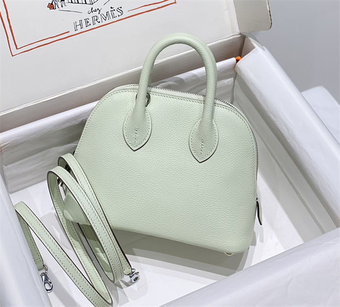 Hermes Bolide Mini Bag Evercolor calfskin WAX Vert Fizz Silver-Metal High