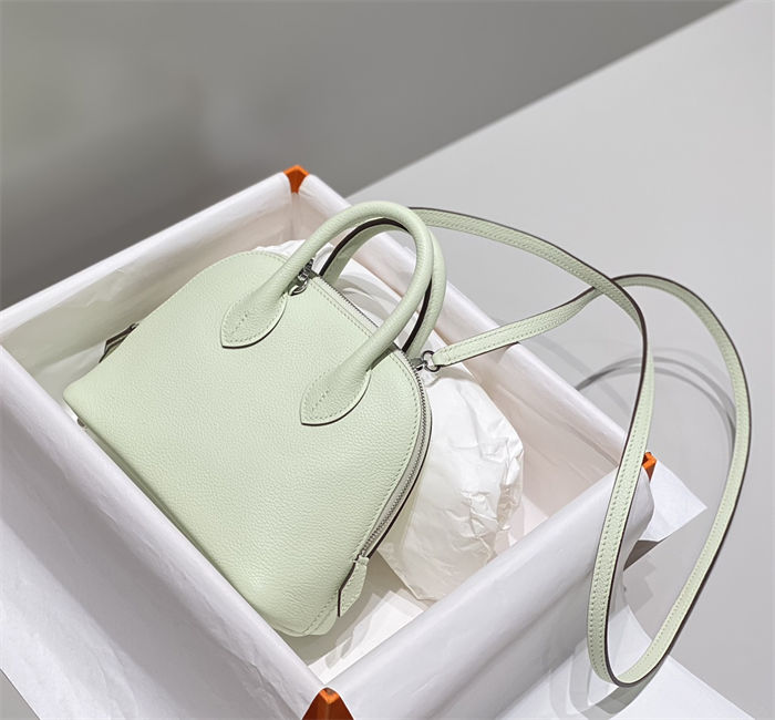 Hermes Bolide Mini Bag Evercolor calfskin WAX Vert Fizz Silver-Metal High