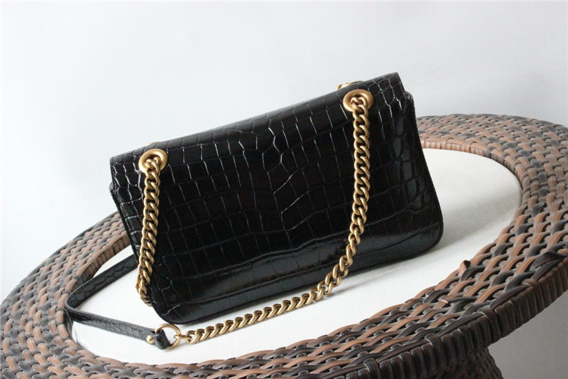 GG Marmont small shoulder bag Crocodile 443497 Black High