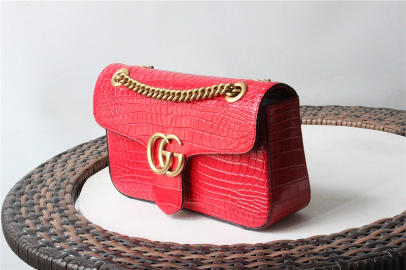 GG Marmont small shoulder bag Crocodile 443497 Red High