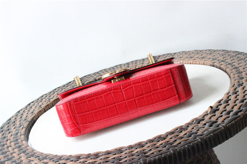 GG Marmont small shoulder bag Crocodile 443497 Red High