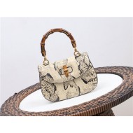 Gucci Bamboo 1947 small top handle bag python 675797 Beige High