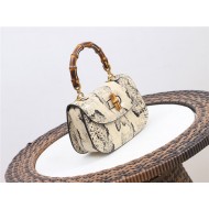 Gucci Bamboo 1947 small top handle bag python 675797 Beige High