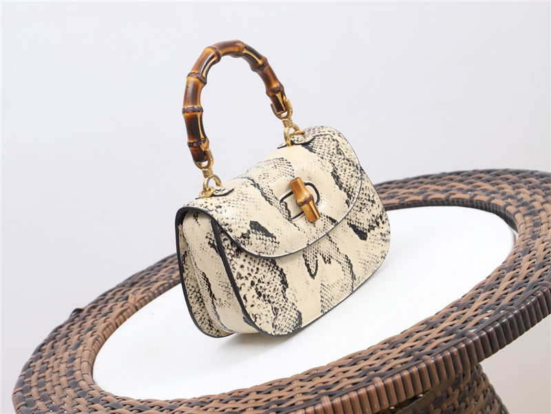 Gucci Bamboo 1947 small top handle bag python 675797 Beige High