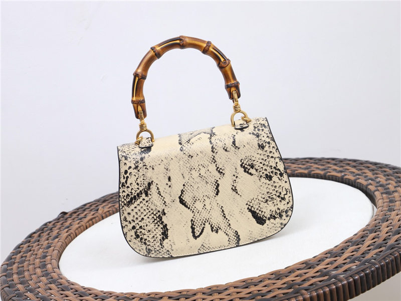 Gucci Bamboo 1947 small top handle bag python 675797 Beige High