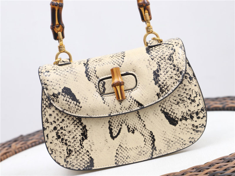 Gucci Bamboo 1947 small top handle bag python 675797 Beige High