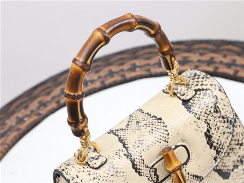 Gucci Bamboo 1947 small top handle bag python 675797 Beige High