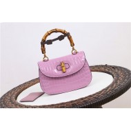 Gucci Bamboo 1947 small top handle bag Crocodile 675797 Pink High