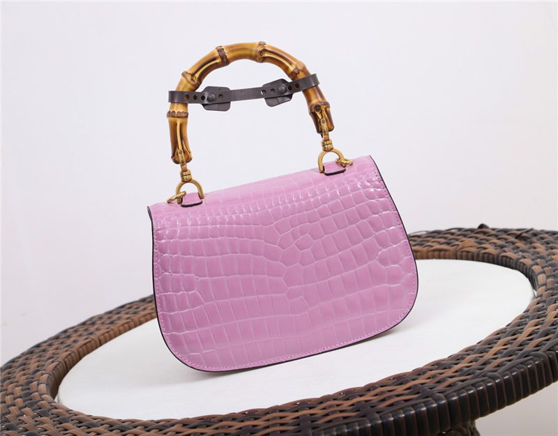 Gucci Bamboo 1947 small top handle bag Crocodile 675797 Pink High