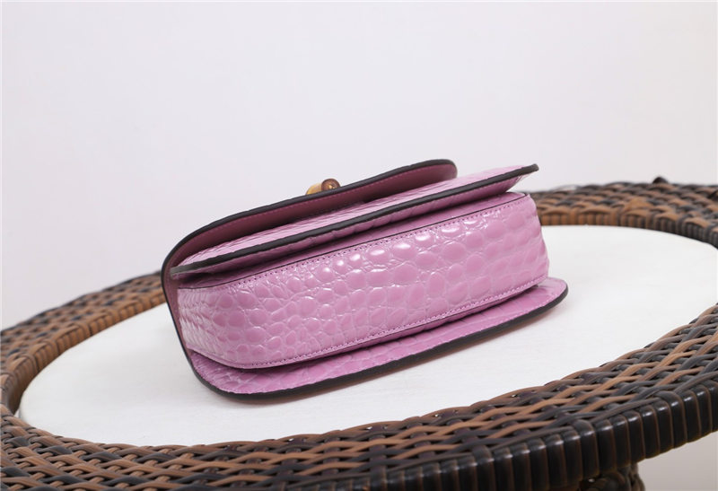 Gucci Bamboo 1947 small top handle bag Crocodile 675797 Pink High