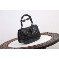 Gucci Bamboo 1947 small top handle bag Crocodile 675797 Black High