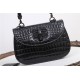 Gucci Bamboo 1947 small top handle bag Crocodile 675797 Black High