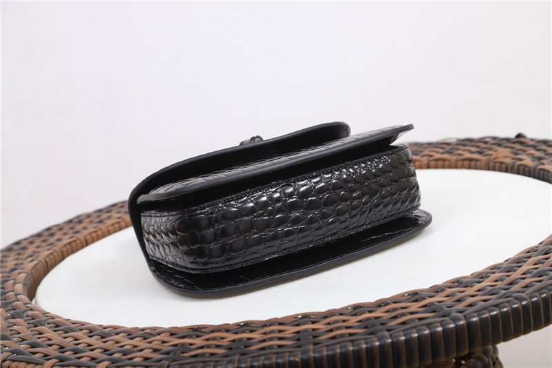 Gucci Bamboo 1947 small top handle bag Crocodile 675797 Black High