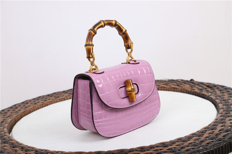 Gucci Bamboo 1947 mini top handle bag Crocodile 686864 Pink High