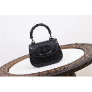 Gucci Bamboo 1947 mini top handle bag Crocodile 686864 Black High