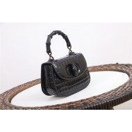 Gucci Bamboo 1947 mini top handle bag Crocodile 686864 Black High