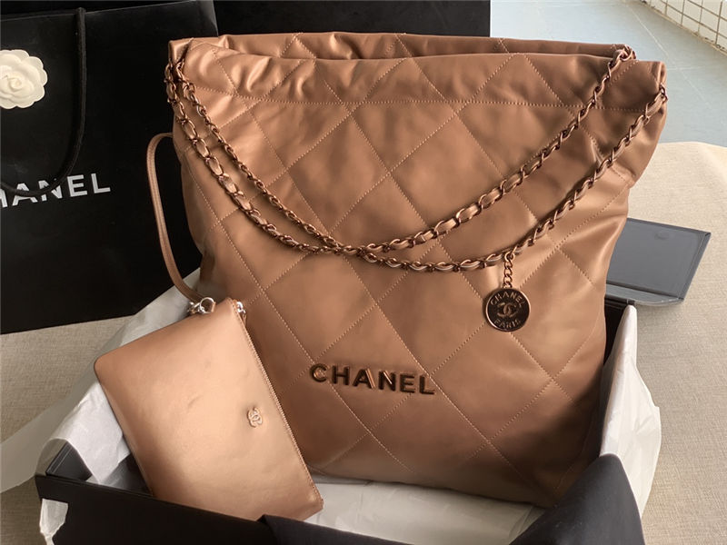 Chanel 22 LARGE HANDBAG Metallic Calfskin & Iridescent-Tone Metal AS3262 High