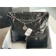 Chanel 22 MEDIUM HANDBAG Shiny Calfskin & Silver-Tone Metal AS3261 Black High