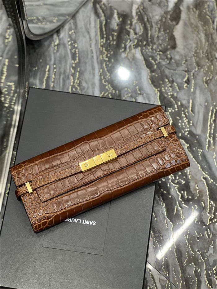 MANHATTAN CLUTCH IN CROCODILE-EMBOSSED LEATHER High