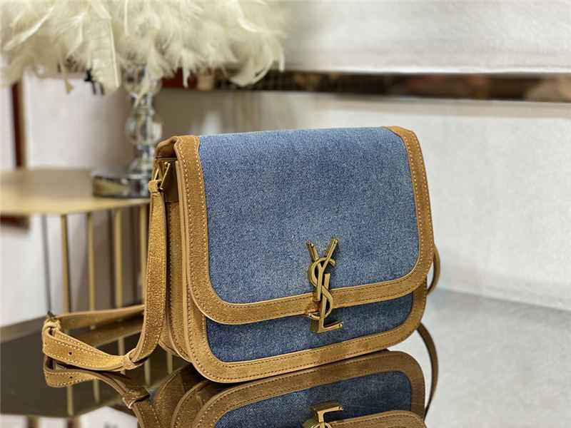 SOLFERINO MEDIUM SATCHEL IN SUEDE AND DENIM High