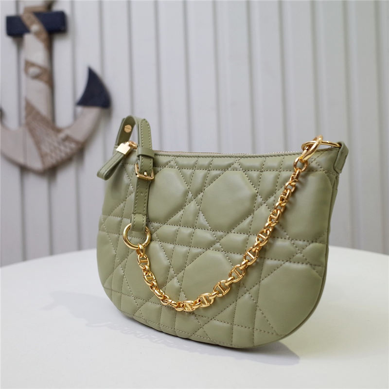 MINI Dior CARO TULIP BAG Quilted Macrocannage Calfskin Green High