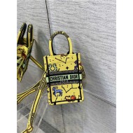 MINI Dior BOOK TOTE PHONE BAG Multicolor Dior Pixel Zodiac Embroidery Yellow High