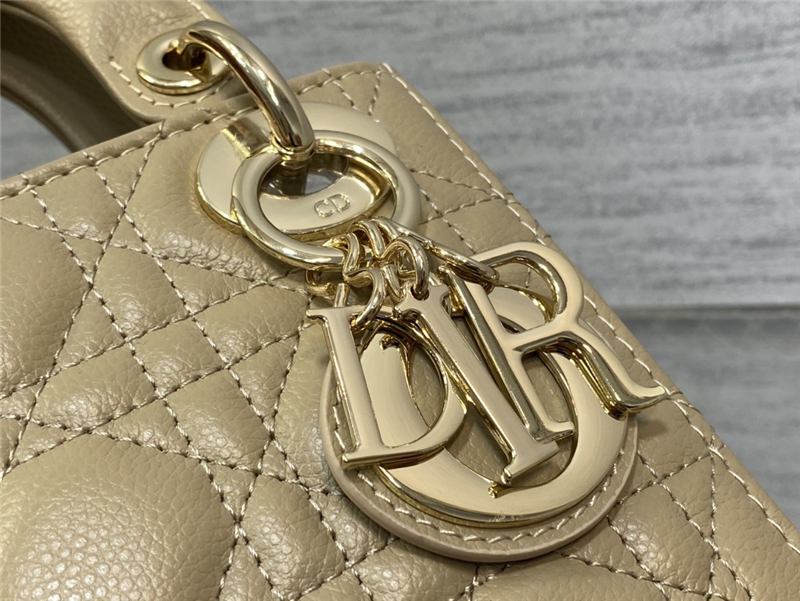 MINI LADY Dior BAG Grained Cannage Calfskin Natural Gold-Metal High