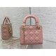 MINI LADY Dior BAG Grained Cannage Calfskin Pink Gold-Metal High