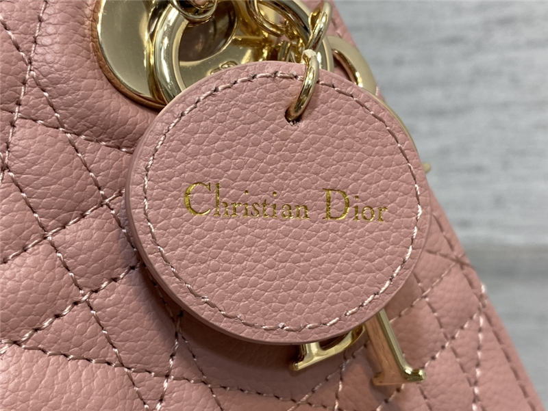 MINI LADY Dior BAG Grained Cannage Calfskin Pink Gold-Metal High