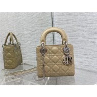 MINI LADY Dior BAG Grained Cannage Calfskin Natural Silver-Metal High