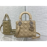 SMALL LADY Dior BAG Grained Cannage Calfskin Natural Silver-Metal High