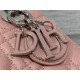 SMALL LADY Dior BAG Grained Cannage Calfskin Pink Silver-Metal High