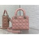 SMALL LADY Dior BAG Grained Cannage Calfskin Pink Silver-Metal High