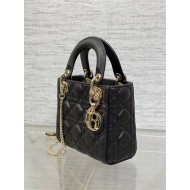 MINI LADY Dior BAG Grained Cannage Calfskin Black Gold-Metal High