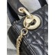 MINI LADY Dior BAG Grained Cannage Calfskin Black Gold-Metal High