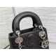 MINI LADY Dior BAG Grained Cannage Calfskin Black Silver-Metal High