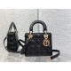 SMALL LADY Dior BAG Grained Cannage Calfskin Black Gold-Metal High