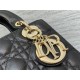 SMALL LADY Dior BAG Grained Cannage Calfskin Black Gold-Metal High