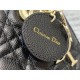 SMALL LADY Dior BAG Grained Cannage Calfskin Black Gold-Metal High