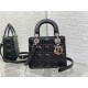 SMALL LADY Dior BAG Grained Cannage Calfskin Black Silver-Metal High