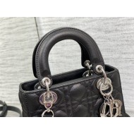 SMALL LADY Dior BAG Grained Cannage Calfskin Black Silver-Metal High