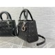 MEDIUM LADY Dior BAG Grained Cannage Calfskin Black Silver-Metal High