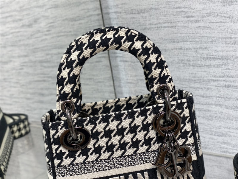 MINI LADY D-LITE BAG Houndstooth Embroidery High