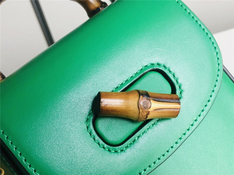 Gucci Bamboo Mini Handbag Leather Green 702106 High