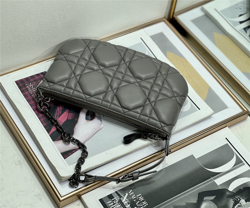 MINI Dior CARO TULIP BAG Quilted Macrocannage Calfskin Grey High