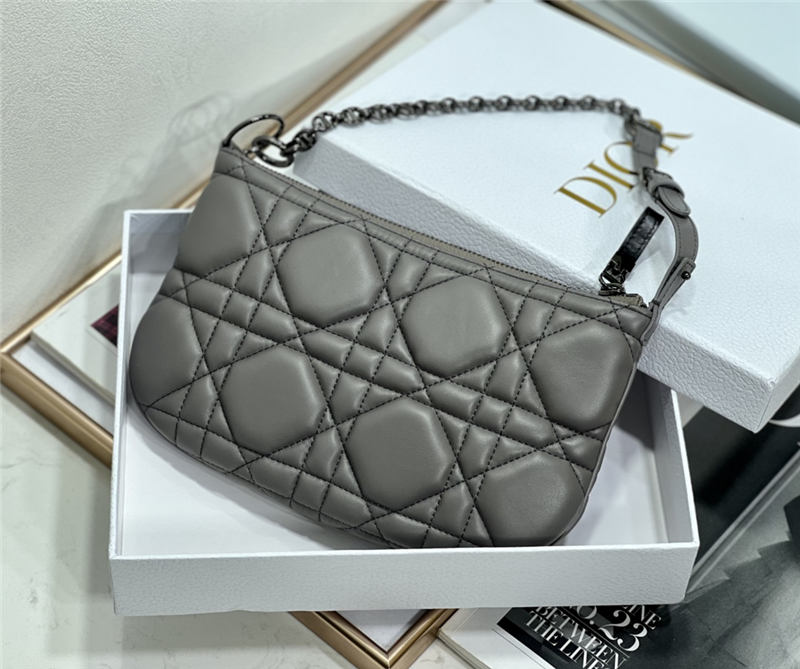 MINI Dior CARO TULIP BAG Quilted Macrocannage Calfskin Grey High