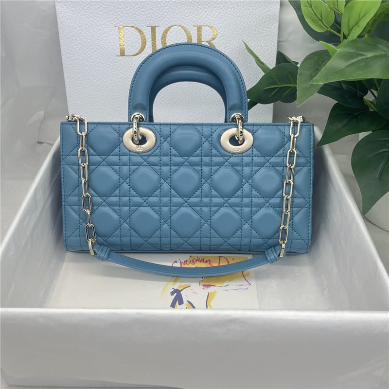 LADY D-JOY BAG MEDIUM Cannage Lambskin Blue High