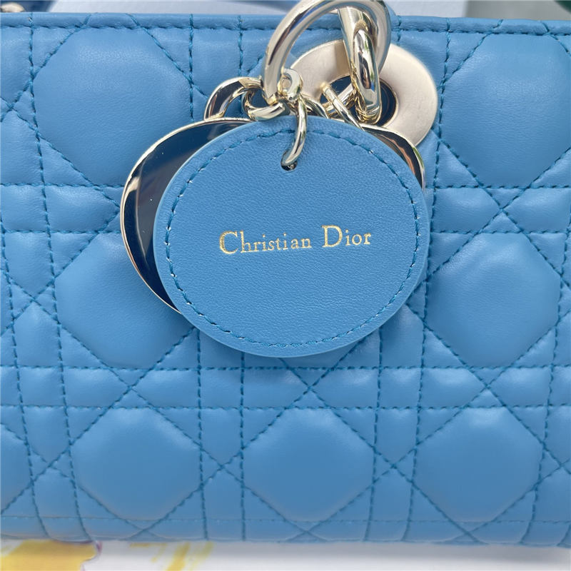 LADY D-JOY BAG MEDIUM Cannage Lambskin Blue High