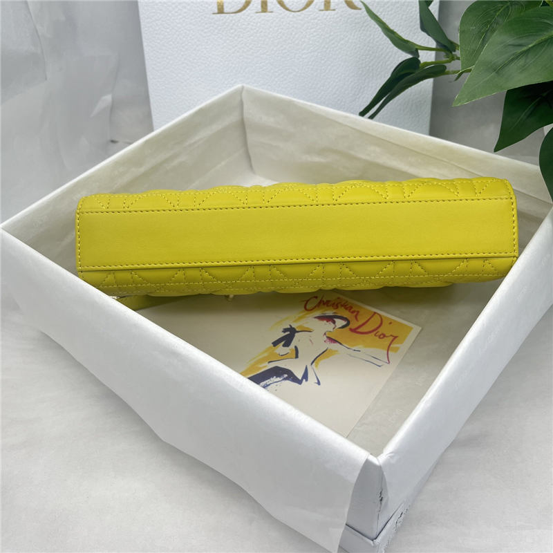 LADY D-JOY BAG MEDIUM Cannage Lambskin Yellow High