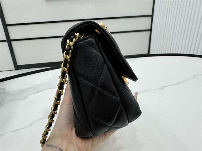 Chanel Mini Flap Bag AS4986 Shiny Lambskin, Imitation Pearls & Gold Metal A